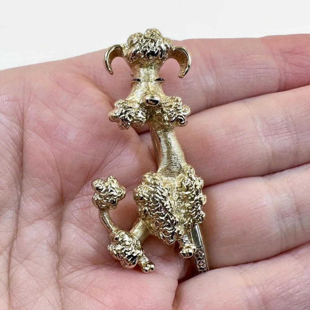 Poodle Brooch, Avon, Gold, Vintage, Figural, Dog, Signed - Picture 2 of 4